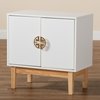 Baxton Studio Kamana   White and Oak Brown Finished Wood and Gold Metal Storage Cabinet 222-12460-ZORO